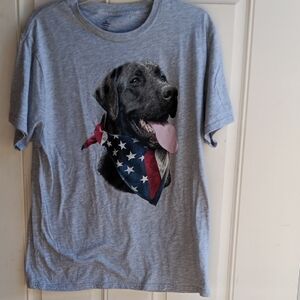 Celebrate It Heather Gray Tee with Patriotic Dog Print